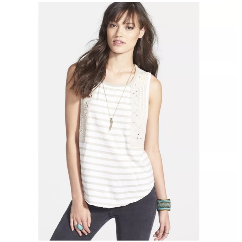 Free People Wear Your Sparkle Striped Tank Small